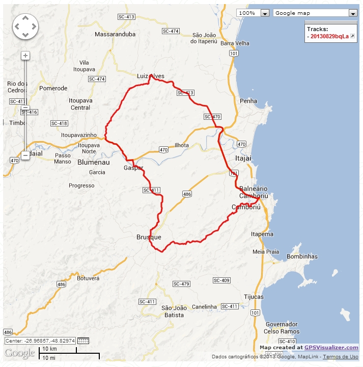 Resultado do software GPSVISUALIZER