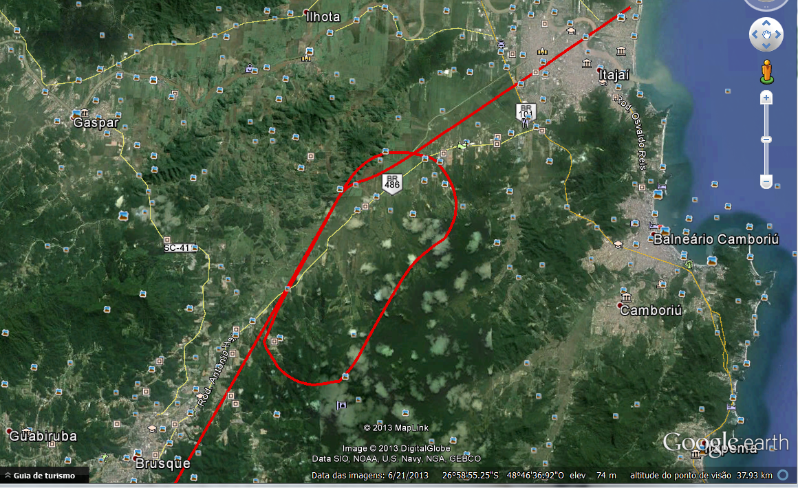 Aproximação para descer em Navegantes