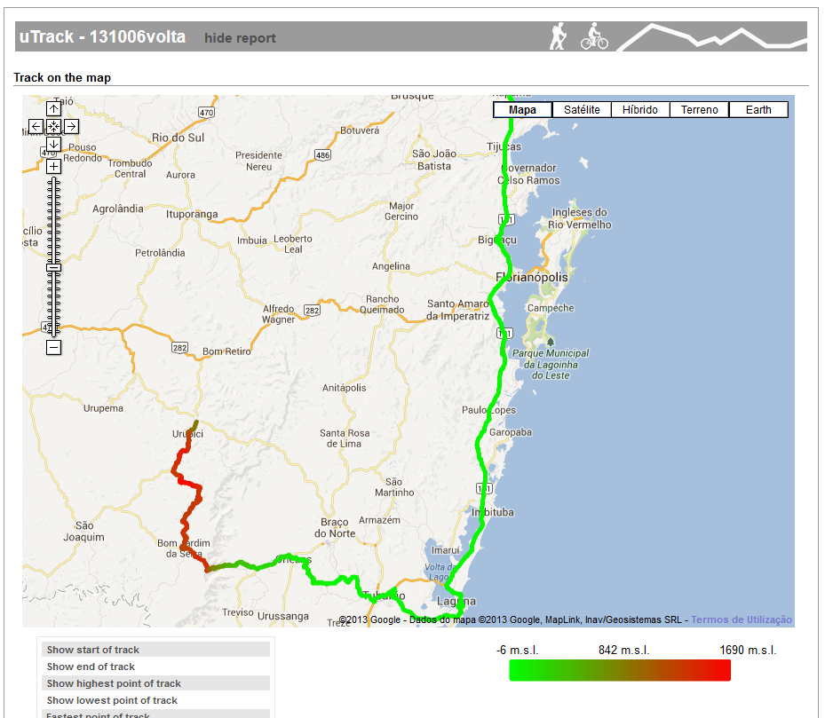 Mapa da volta gerado pelo uTrack.crempa.net