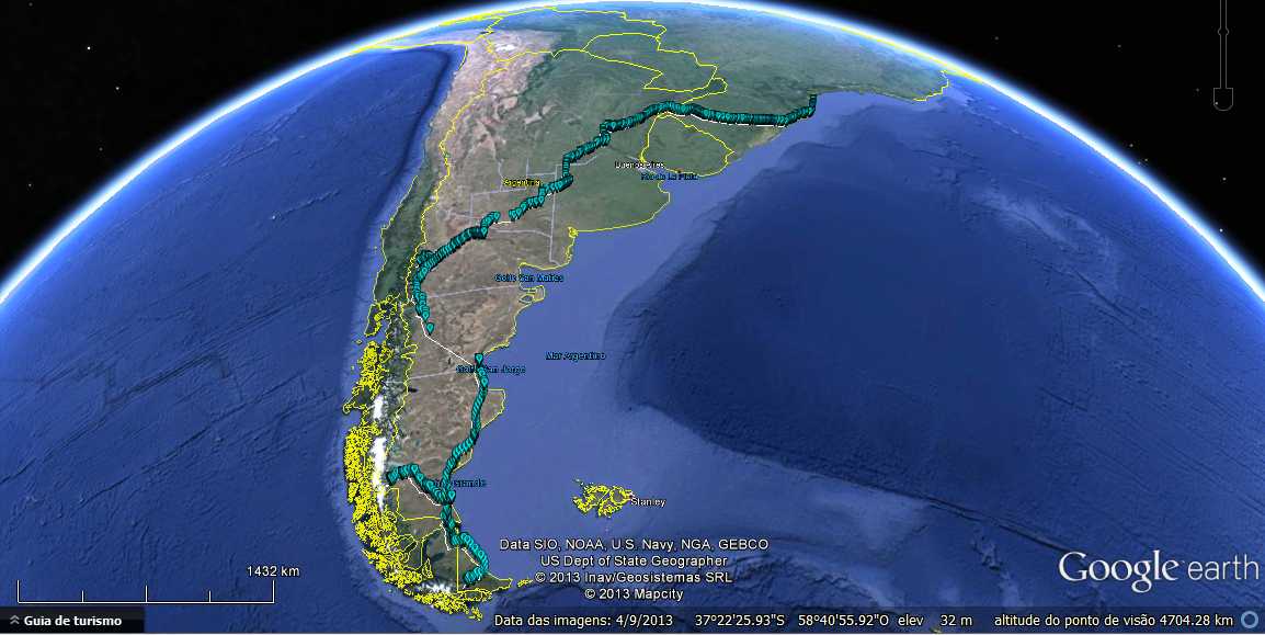 Trecho percorrido segundo a monitoração do Followmee